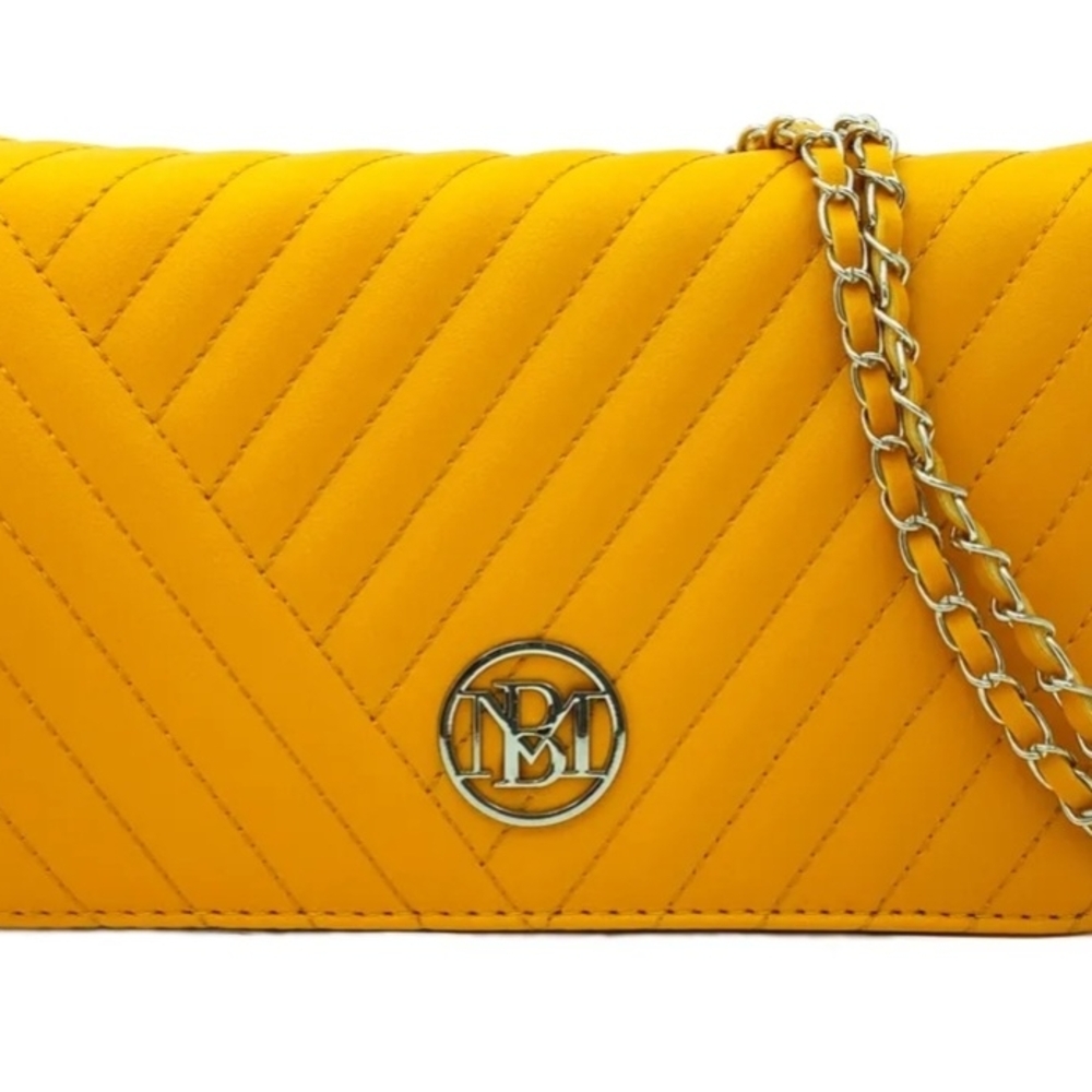 Yellow Quilted Chain Shoulder Bag